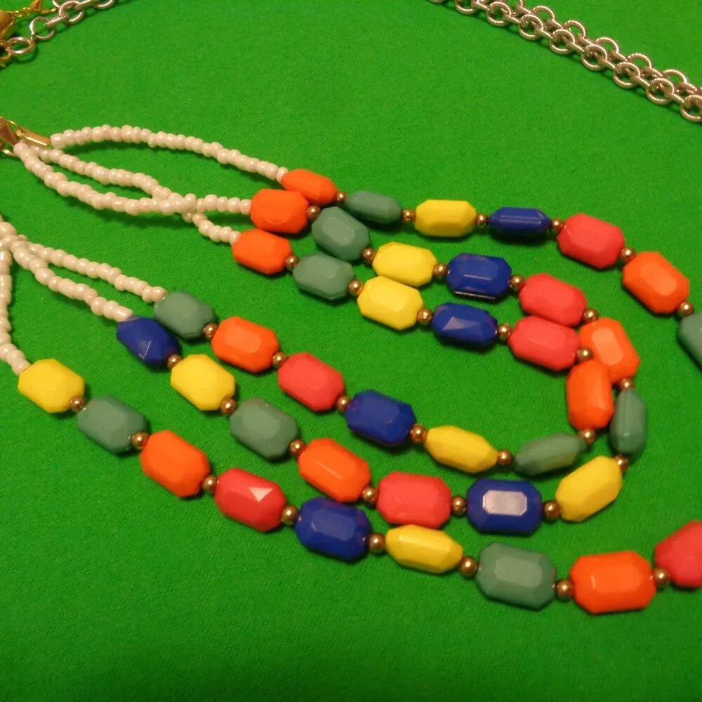 Here Comes the Sun PENDANT Necklace & FRUIT COLORS Multi Statement Piece Lot